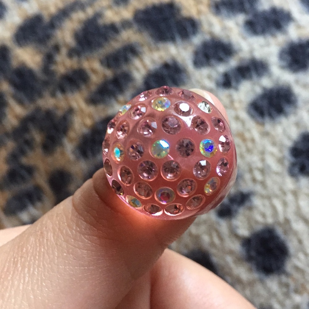 Pink cocktail Ring with  Swarovski crystals